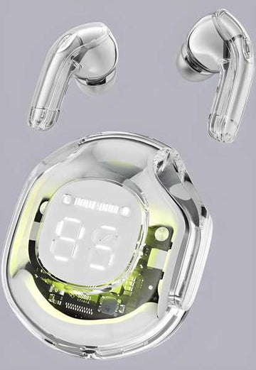 Crystal Portable LED Display Professional Clear Sound Wireless Earbuds